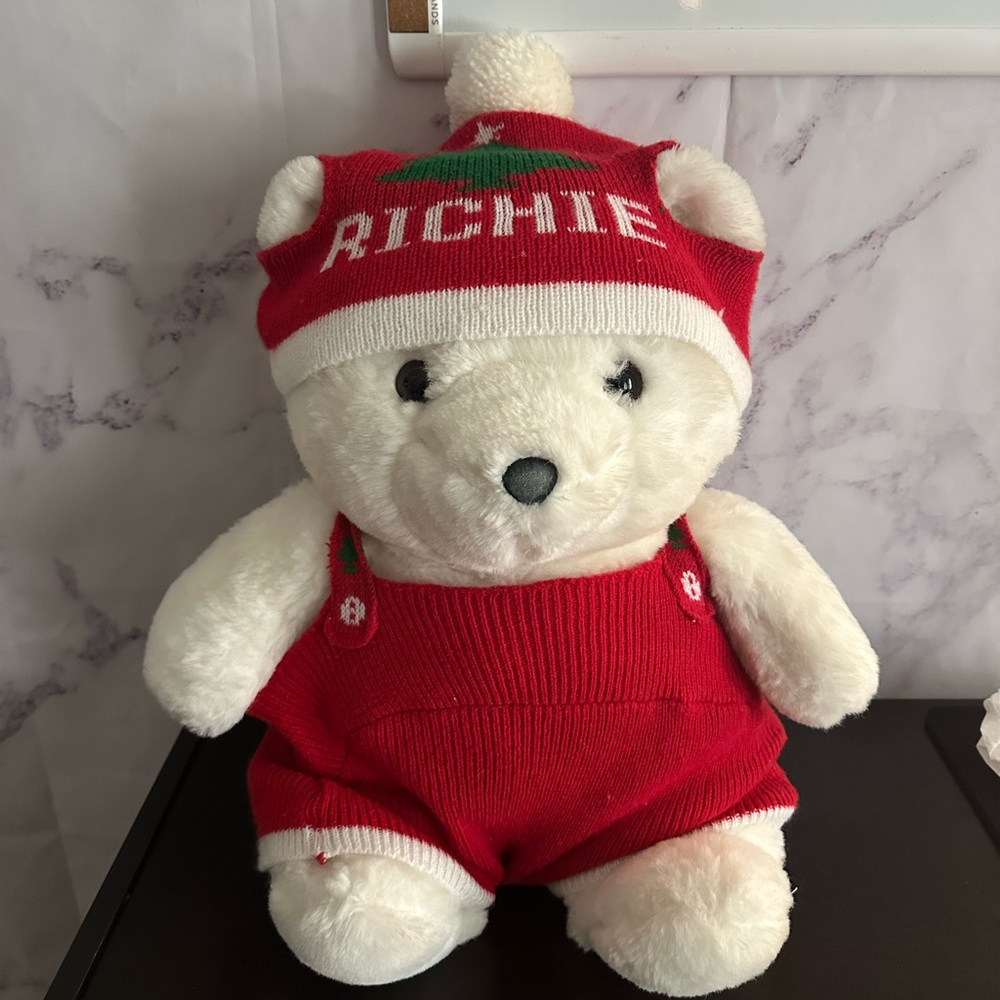 VINTAGE 1980s RICH’S RICHIE LARGE TEDDY BEAR COLLECTIBLE HOLIDAY CHRISTMAS